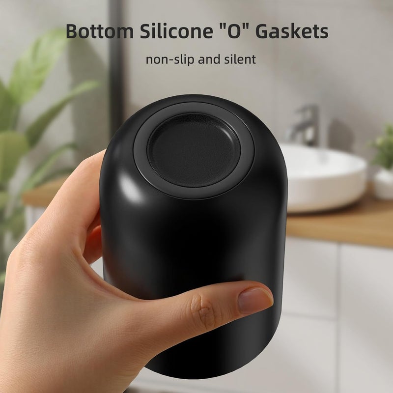 MOPMS Toothbrush Cup 13oz 380ml, Unbreakable Reusable Bathroom Tumbler 2Pcs, Non-Slip Plastic Bathroom Cup Toothbrush Holders for Bathroom, Black - Image 4